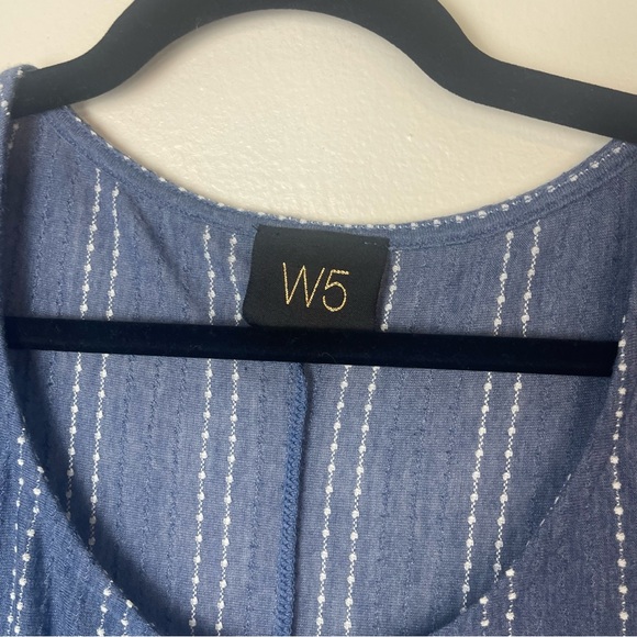 Anthropologie W5 blue and white striped blouse with ruffle sleeves - Picture 2 of 5